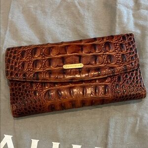 Brahmin Tan Crocodile Embossed Wallet w checkbook cover.